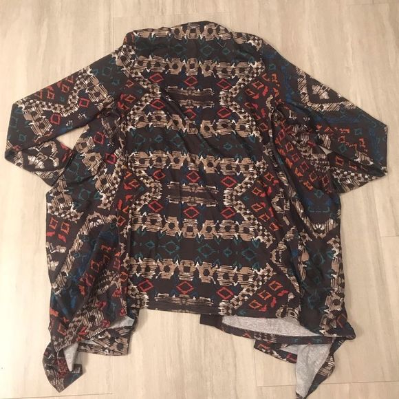 Liberty Love Aztec Print Waterfall Cardigan 5/$25 - Picture 3 of 6